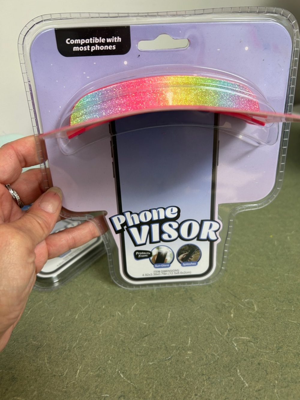 Phone Visor Glitter Rainbow Sun Shade – Compatible Cases Accessory